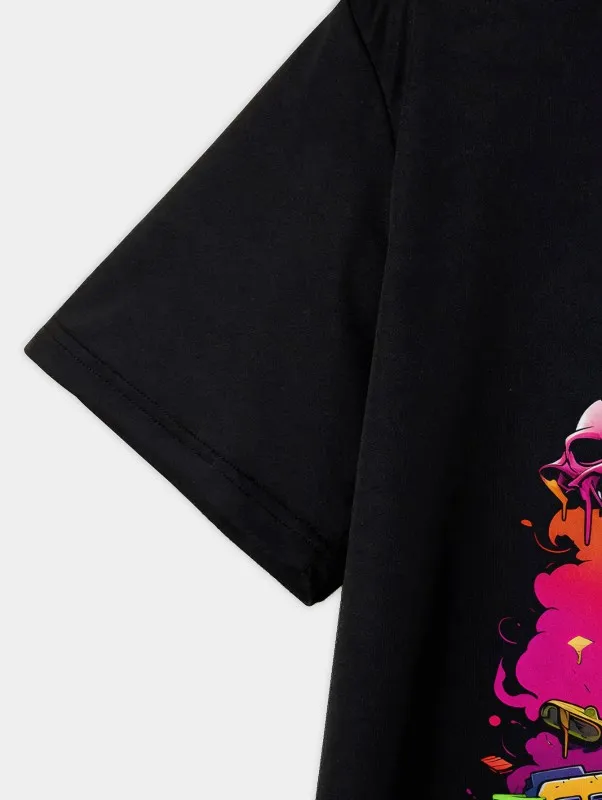 łniana koszulka piłkarska z nadrukiem 3D dla chłopców Letnia mikrofibry wzorem czaszki Casualowa odzież uliczna ...