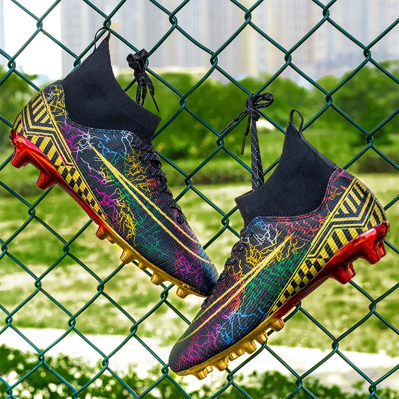 QNX-055 High Quality Mens Soccer Shoes Non-Slip Turf Soccer Cleats for Kids Training Football Sneakers Chuteira Campo 35-46