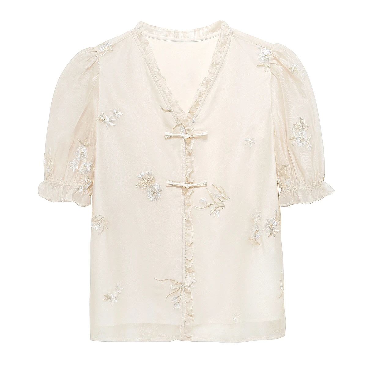 Женская летняя блузка с коротким рукавом и V-образным вырезом