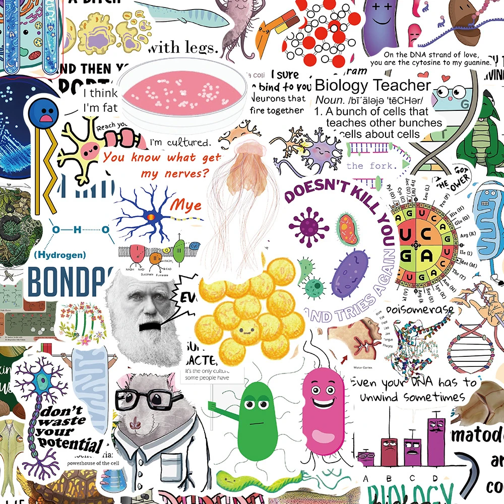 10/30/50/100 pièces biologie laboratoire Graffiti autocollants jouets éducatifs décalcomanie Scrapbooking bouteille d⟪u autocollant pour