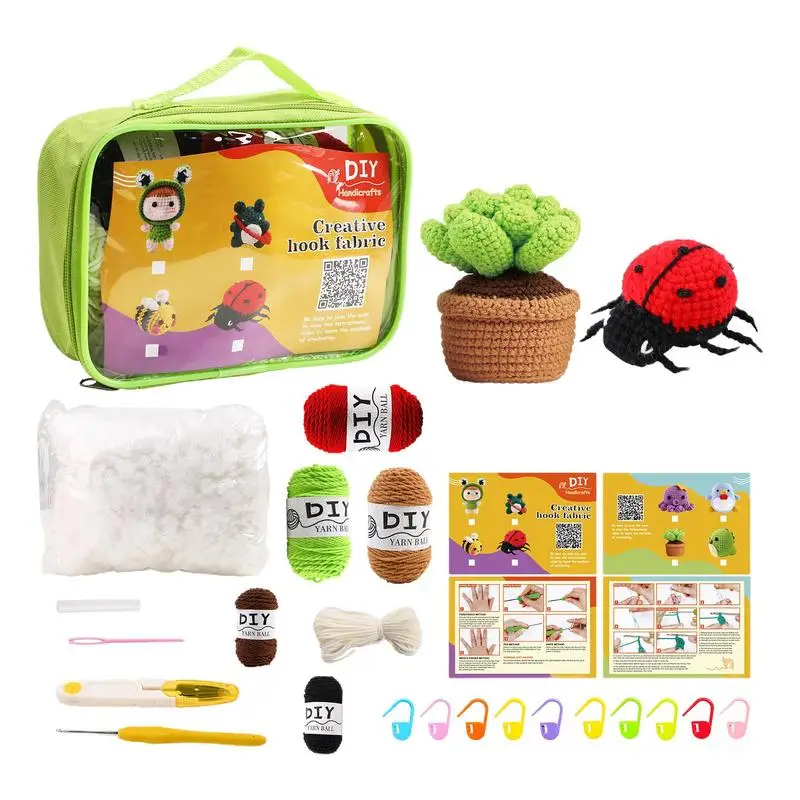 

DIY Crochet Animal Kit With Hand Knitting Yarn Needles Plush Doll Easy For Freshers Crafts Accessories With Step-By-Step Videos