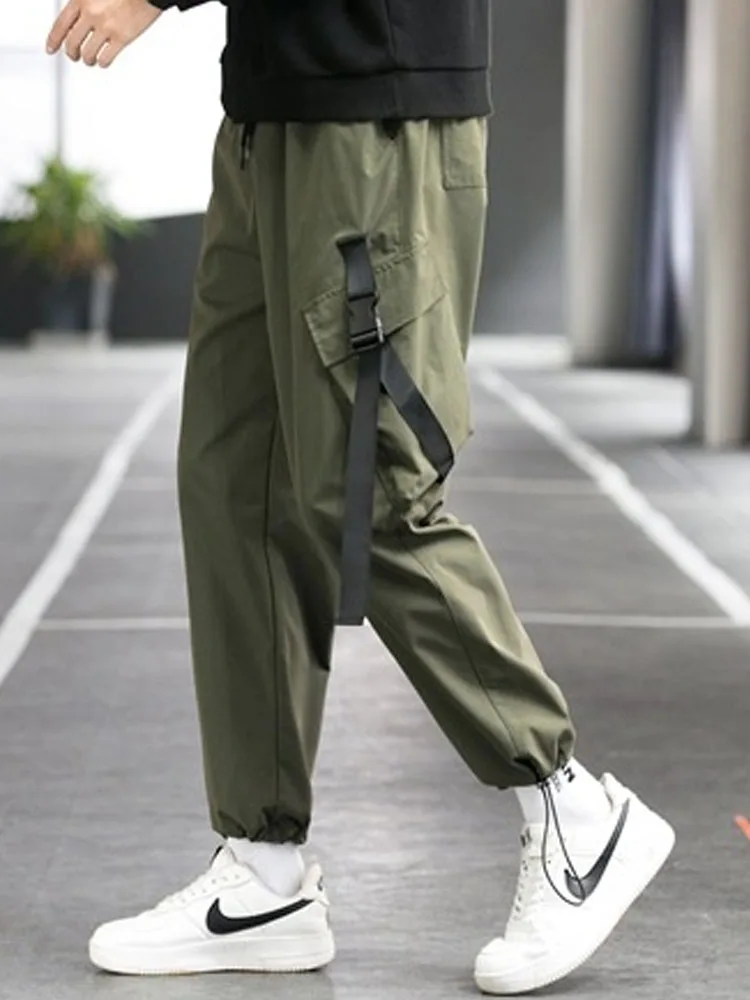 

Fashion Multi Pockets Cargo Pants Men 2022 Spring New Solid Color Long Pants Mens Casual Mid Waist Straight Trouser Streetwear