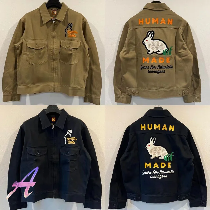 

Rabbit Embroidered Jackets High Quality Casual Women's Men's Human Made Jackets Clothes