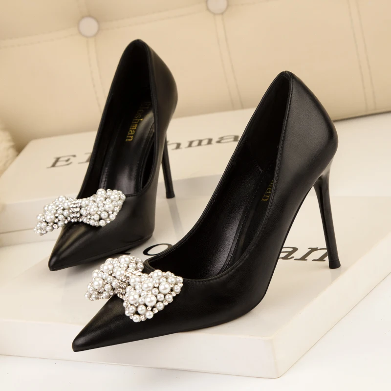 

Pearl Bow Woman Pumps Sexy High Heels Shoes Women Stiletto Casual Women Heels Office Shoes Women Basic Pump Ladies Shoes