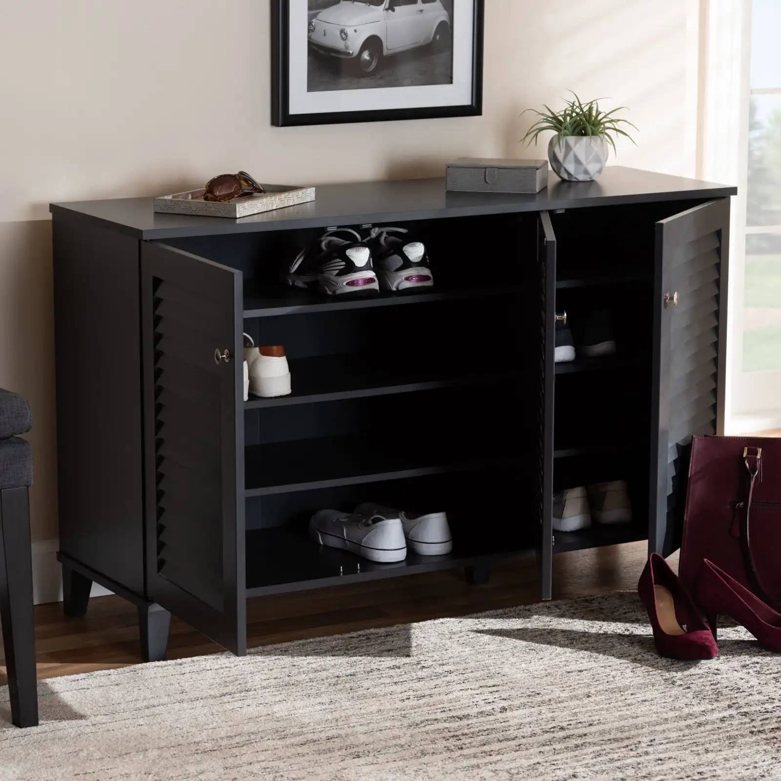

Baxton Studio Warren Shoe Storage Cabinet Storage Shelf (US Stock)