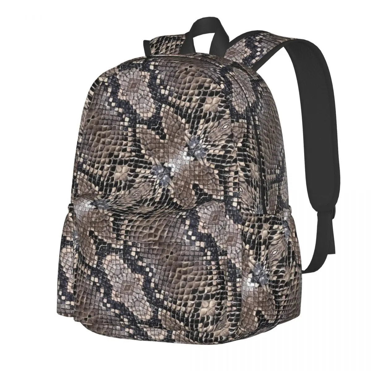 

Snakeskin Print Backpack Greys and Silvers Travel Backpacks Youth Colorful Large School Bags Novelty Rucksack