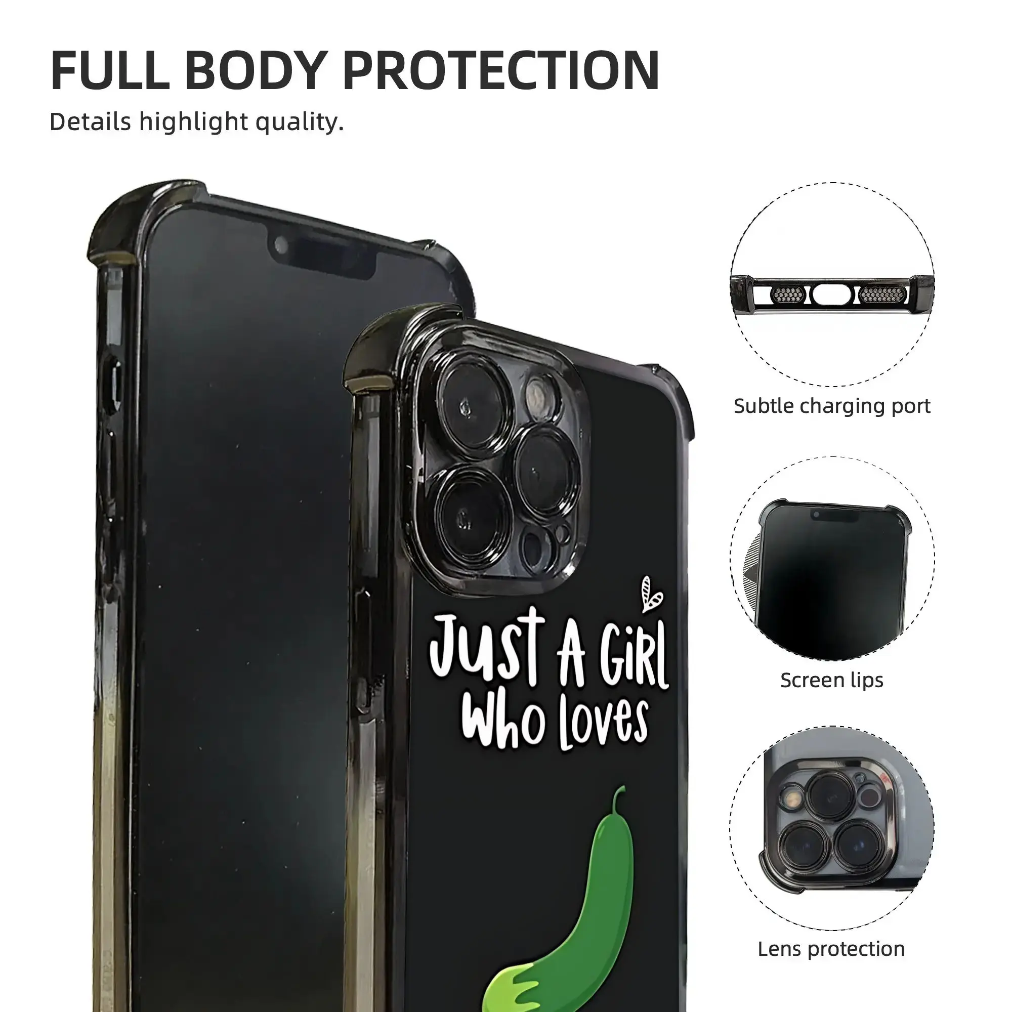 Фото Чехол для телефона с цитатой «Girl Loves Cucumber» и гальваническим покрытием для iPhone различных моделей №5