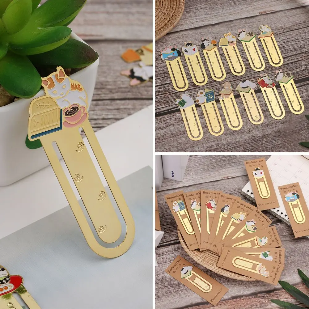 

Stationery Gift Gold-plated Cartoon Book Folder Bookmark Cute Cats Label