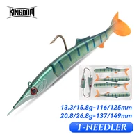 kingdom needle lure sinking soft fishing lures 2pcs jig head with 4pcs t tail wobblers artificial baits fishing 149mm jerkbaits