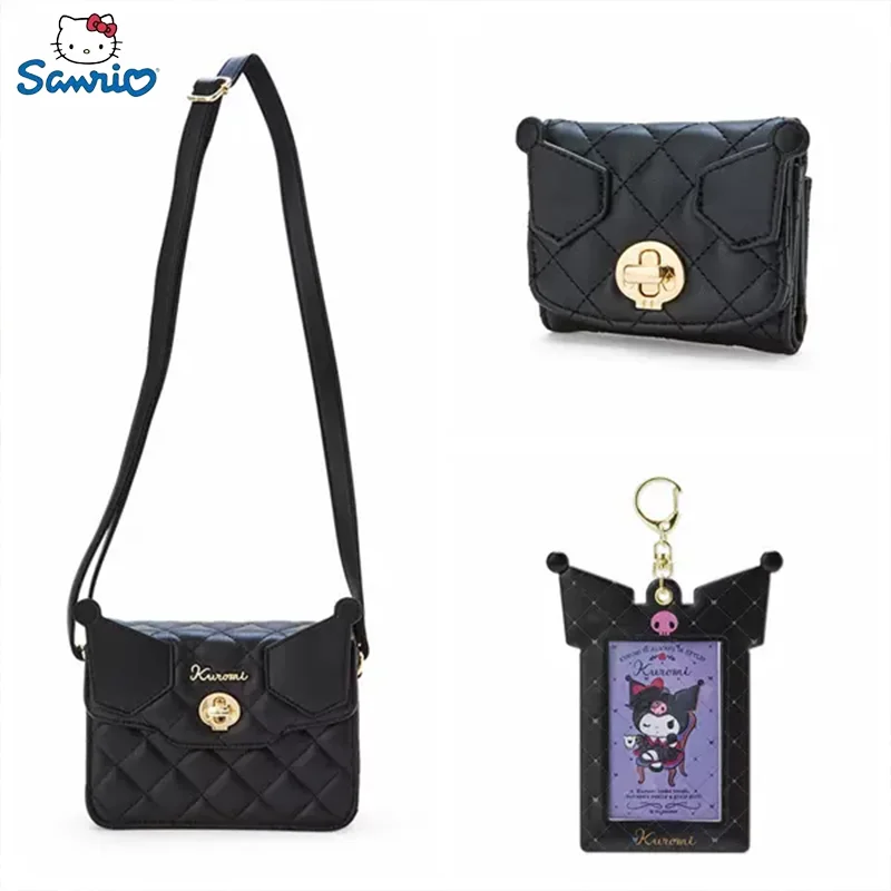 Новинка кошелек Sanrio Kuromi Студенческая полиуретановая Диагональная Сумка черный