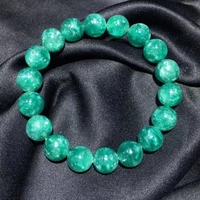 natural green emerald round beads bracelet 11 4mm women rarest qinglong mica green emerald jewelry aaaaaaa
