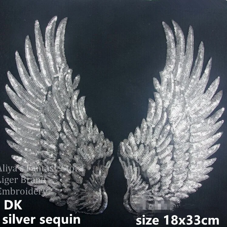 1 пара золотых серебряных 33x18 см сверкающие пришивные нашивки с блестками