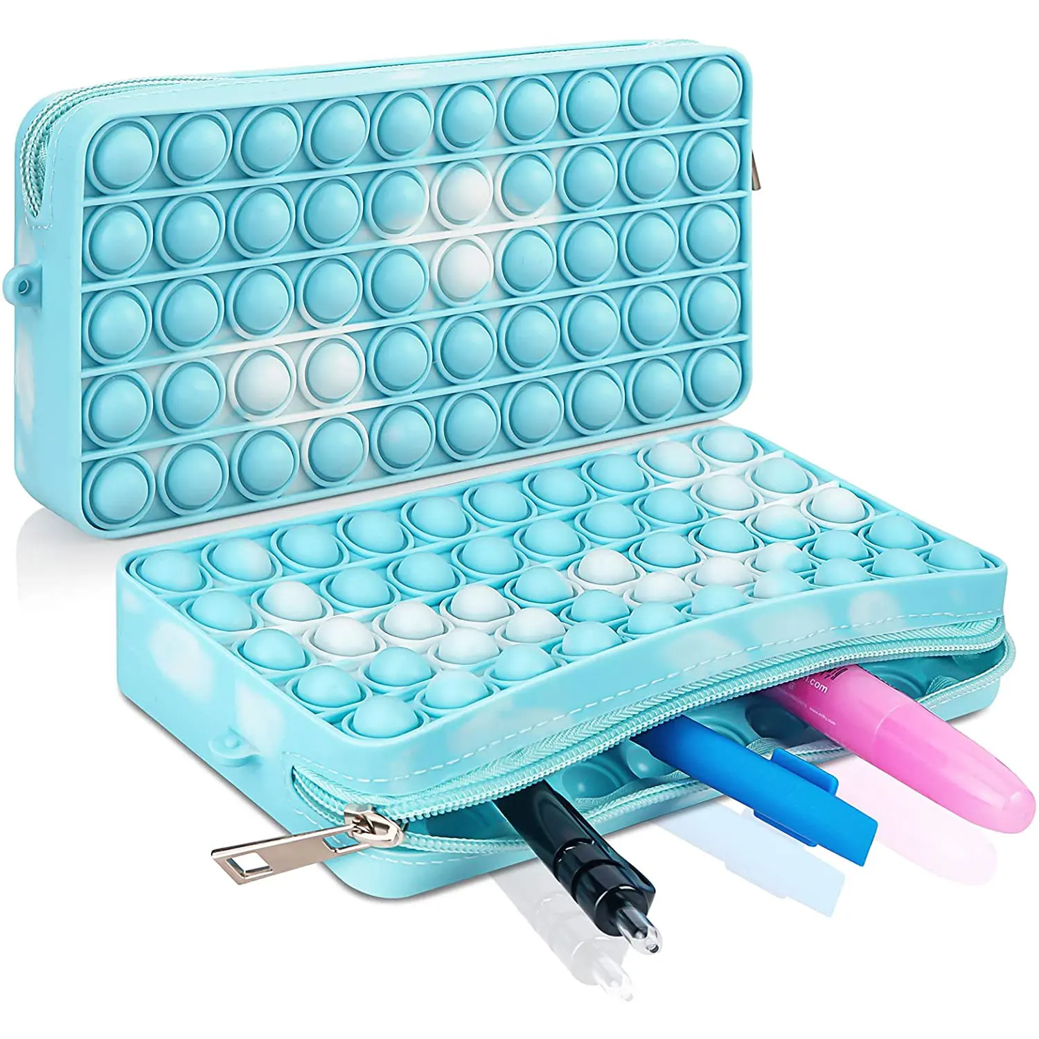 Push Bubble Stationery Case Pen Pencil Box Case Cosmetics Storage Fidget Sensory Stress Relief Pencil Bag Office School Supplies