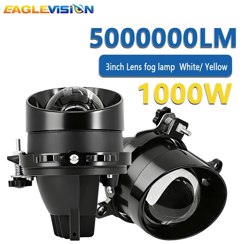 Фото EAGLEVISION Светодиодный 3-дюймовый проектор, бело-желтый, 300 Вт, HID Bi-xenon, ближний/дальний свет для противотуманных фар Nissan, яркие противотуманные фары для Toyota №1