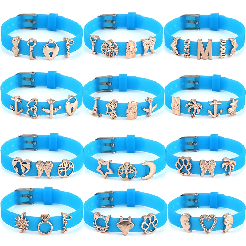 Женский браслет из силикагеля с бусинами сплава 10 мм