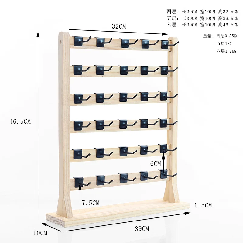 Wooden Earrings Jewelry Display Stand Hook Jewelry Organizer Rack Holder Activity Necklace Ring Display Stand Store Decoration