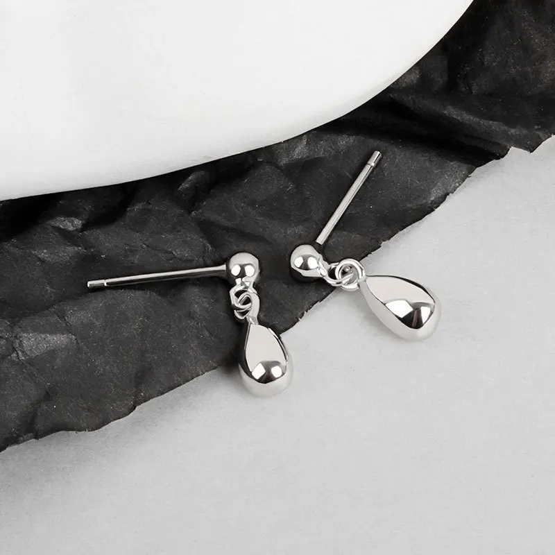 

Sam panda 925 Sterling Silver Long Earrings Female Korean Style Simple Temperament Water Drop Ear Studs Jewelry Birthday Gifts