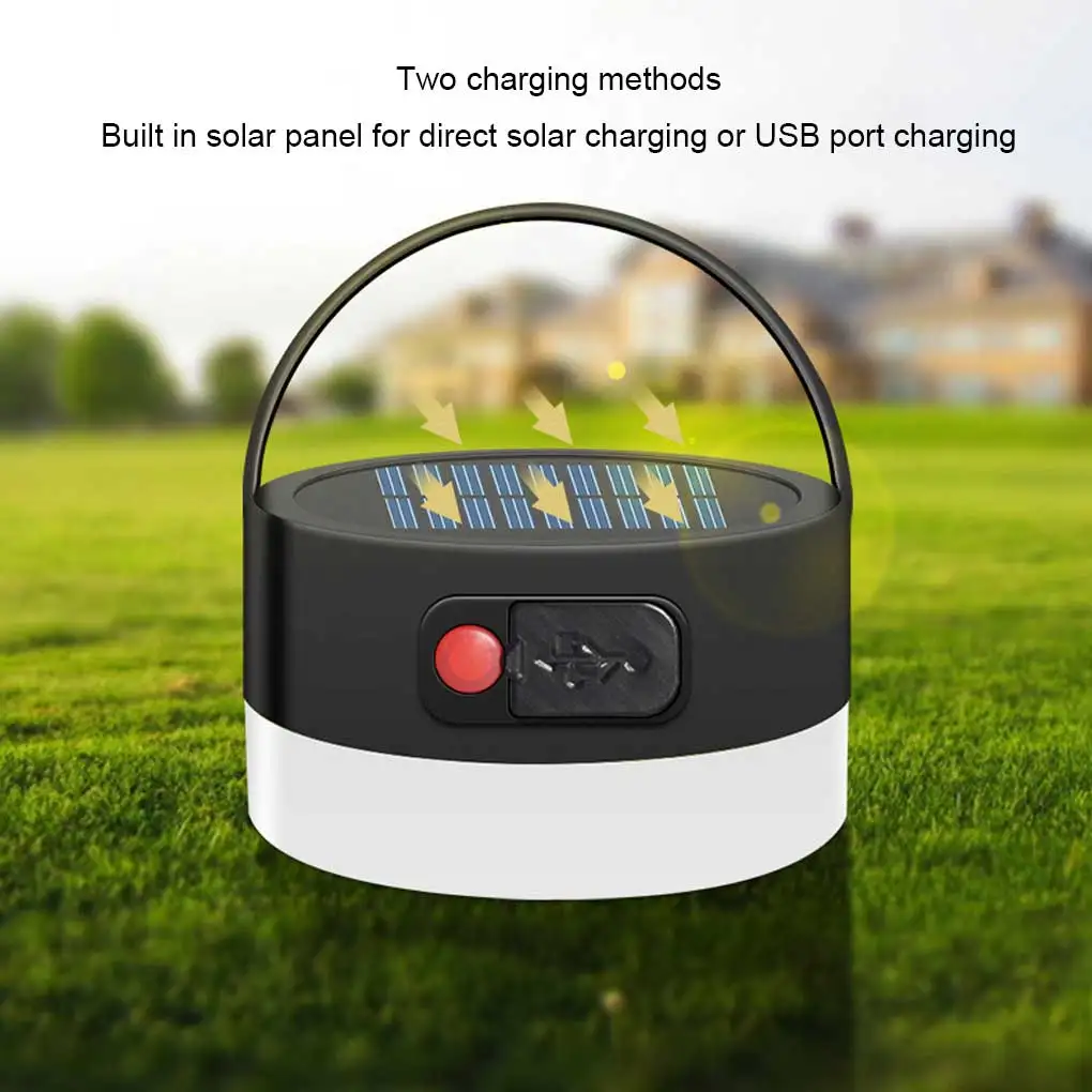 

Solar Tent Lamp Camping Rechargeable Hiking Fishing Emergency Lantern Camper Tourist Waterproof Light Power Bank Tree