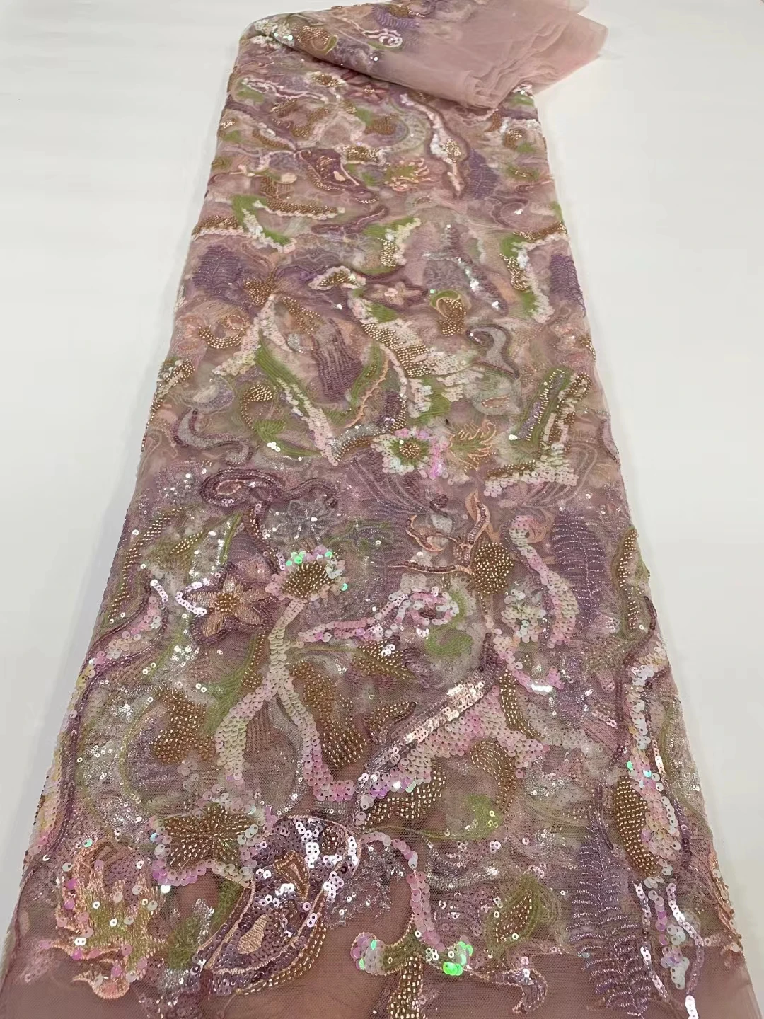 Новое Изысканное ламинированное вышитое блестками африканская кружевная ткань