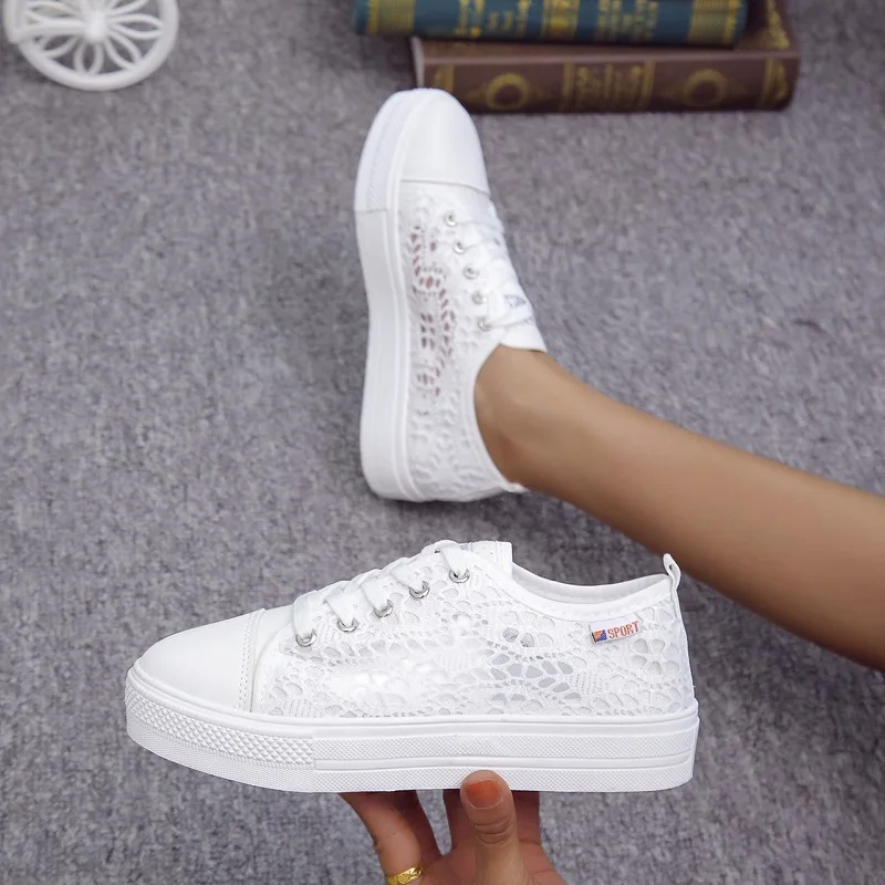 

White Shoes Woman Flats Sneaker Casual Slip-on Canvas Vulcanized Running Brand Sports Comfortable Women's Barefoot Mesh Autumn