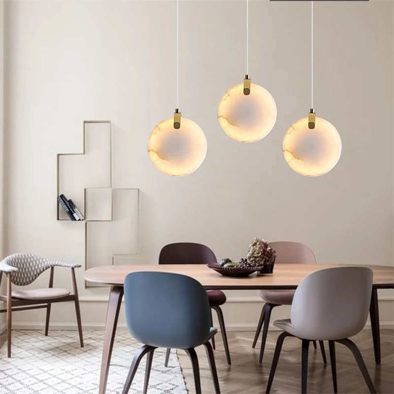 Современная подвеска AOSONG из латуни просто креативная мраморная Подвесная лампа