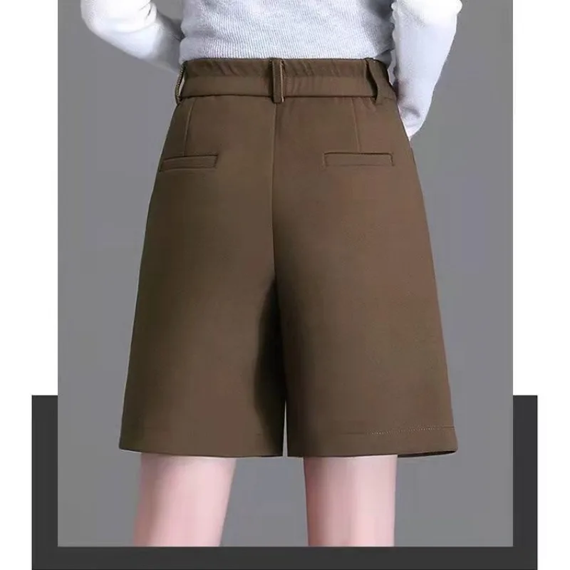 Женские прямые однотонные Капри с высокой талией и карманами Осень-зима