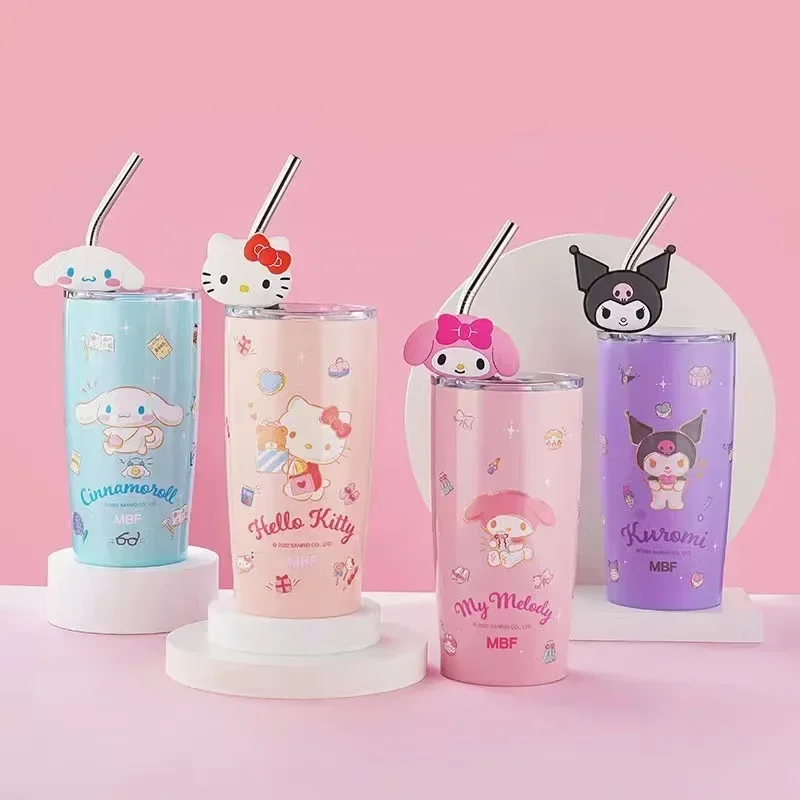 

600ml Sanrio Hello Kitty Stainless Steel 316 Thermos Kawaii Water Kuromi Cinnamoroll Melody Kids Vacuum Flask Bottle Tumbler