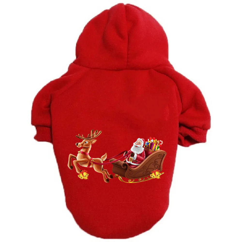 

Christmas Dog Clothes Pet Holiday Gifts Suitable for Size Pets Santa Claus Reindeer Theme Thickened Warm Hoodie French Bulldog