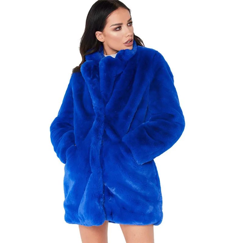 Fur-like Coat Winter Ladies Coat Fur-like Warm Coat Coat Long Sleeve Jacket