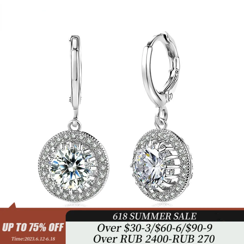 

Wedding Drop Earring for Women Fashion Classic Big 5 CaratIced Cubic Zirconia Sliver Color Party Christmas Jewelry Accessories
