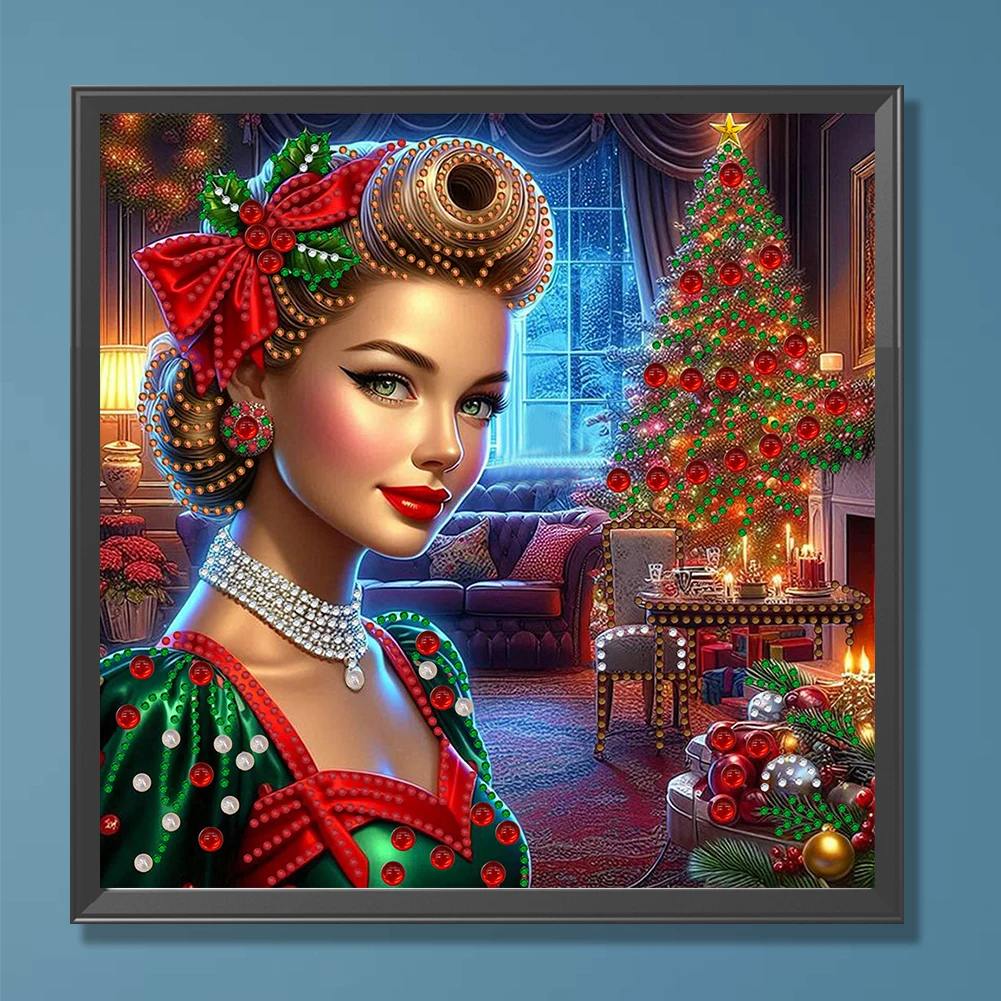 5D DIY Частичная дрель специальной формы Алмазная картина Рождественское женское