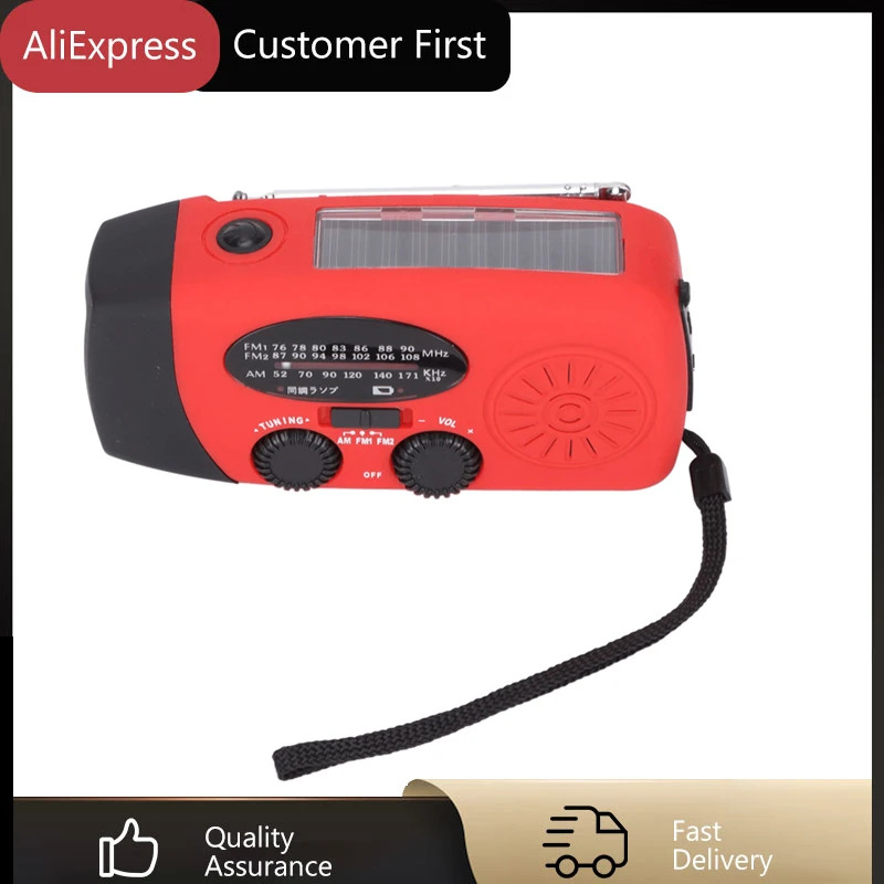 

Multifunctional Hand Solar Emergency Radio Crank Dynamo Powered AM/FM/NOAA Weather Radio Use LED Flashlight Power Bank