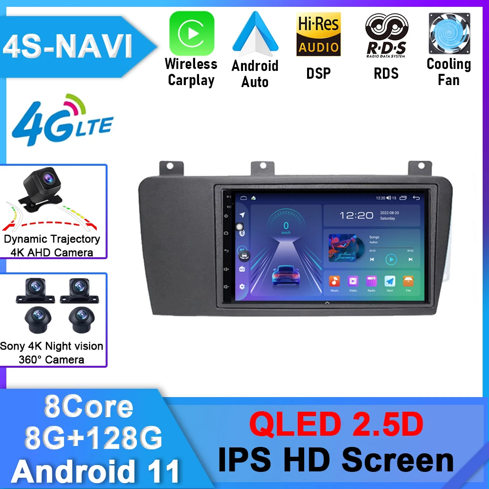 

8G+128G 360 Camera Car Radio Video Player Navigation Car Android For Volvo XC70 V70 S60 2004 - 2009 Carplay Auto 2 din DVR