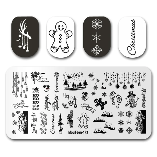 

Штамп для дизайна ногтей, маникюрные пластины на Новый год и Рождество, набор для стемпинга ногтей