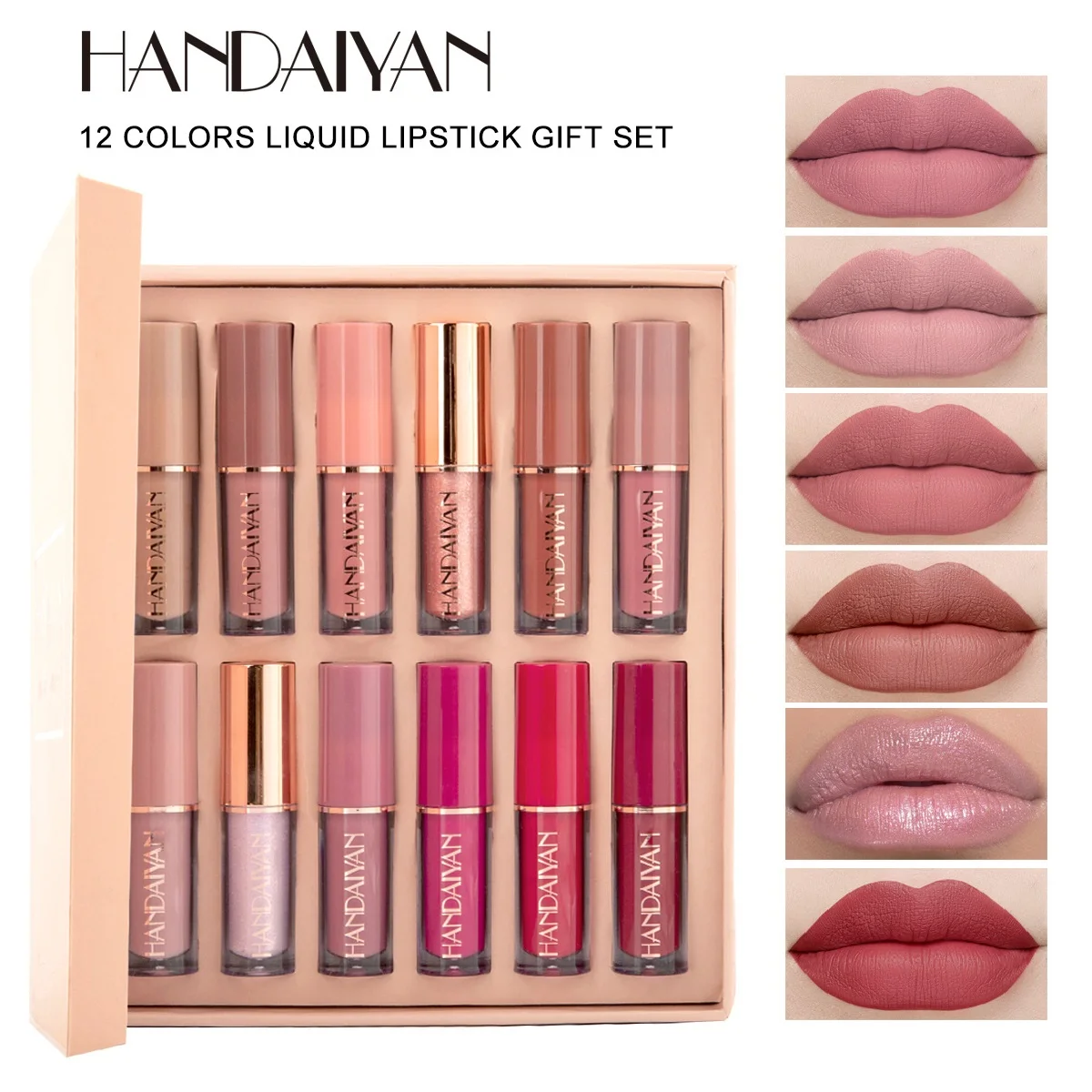 

Handaiyan 12pcs Liquid Matte Lipstick set Waterproof Lip Gloss Long Lasting lip stick kits tint velvet red nude Lipstic makeup