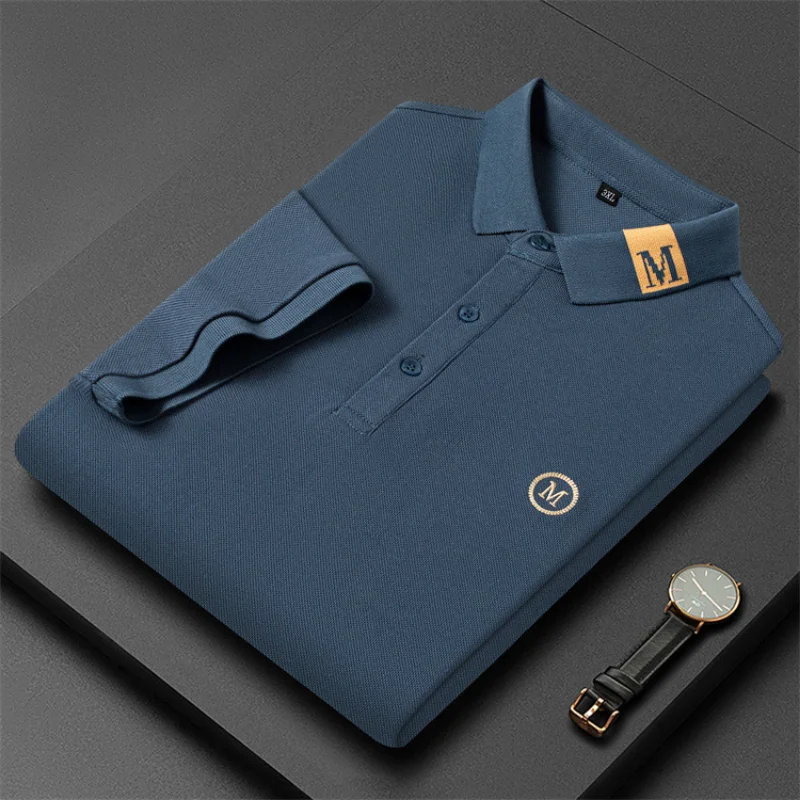 

6 Colors!2023 New Men's POLO T-shirts Imitation Cotton Polo Collar Fashion Casual Short Sleeve High Quality Embroidery Top Tee