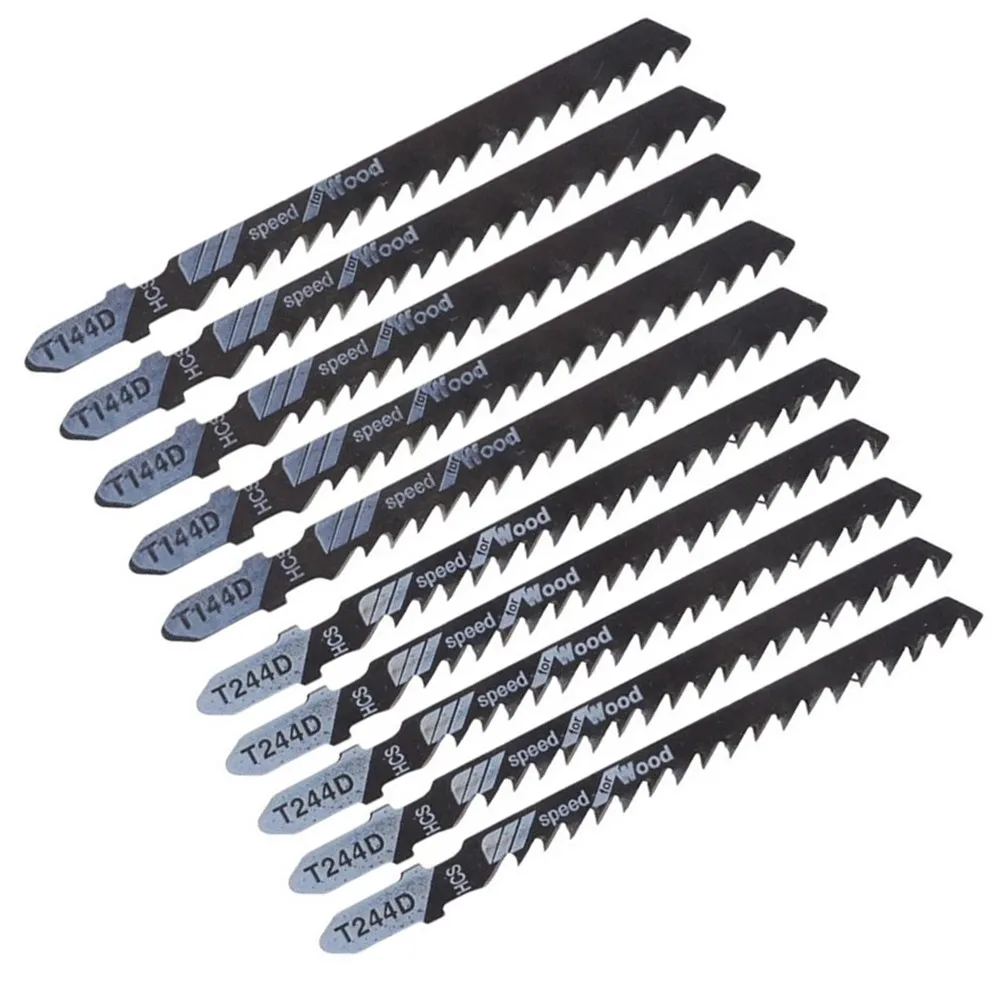 

10Pcs HCS JigSaw Blades T144D+T244D For High Speed Wood Board Plastic Cutting High-carbon Steel Blades