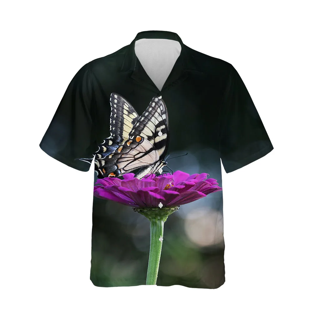 Jumeast 3D Summer Men Shirt Butterfly Series Mens Hawaiian Shirt Short Sleeve Fashion Streetwear Comfortable Breathable Blouses