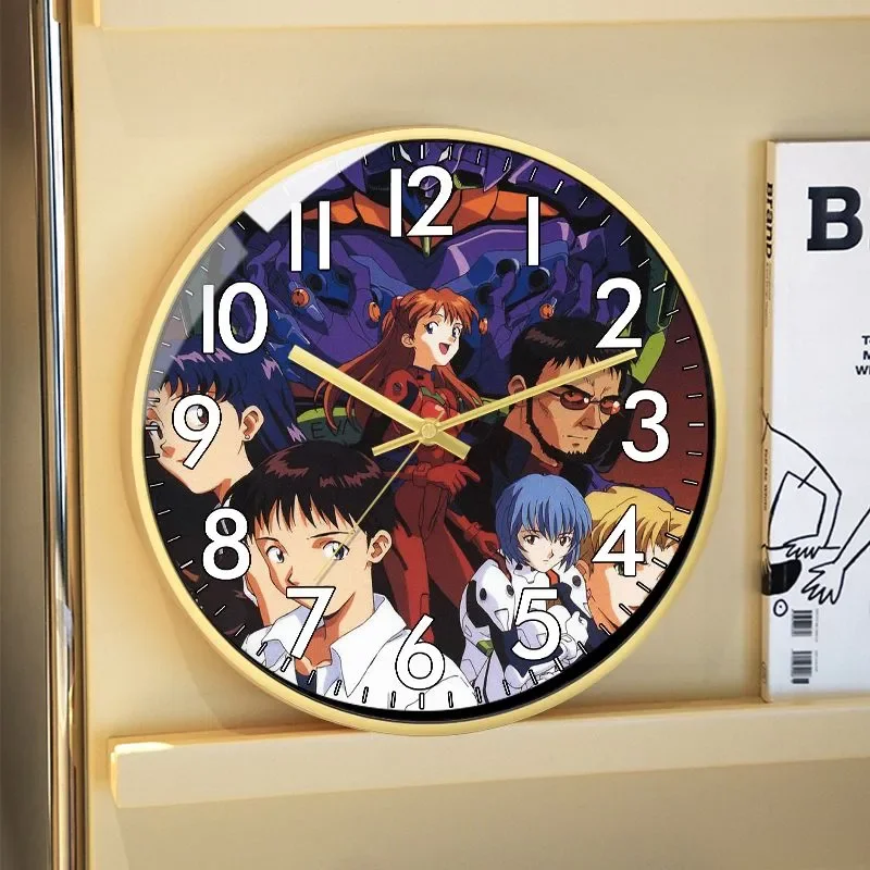 Фото Новые настенные часы Century Evangelion, милые аниме, домашний декор, 10-дюймовые настенные часы с италем, мультяшные часы для гостиной, офиса, подарки для детей №2