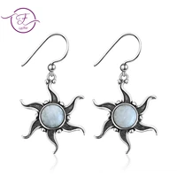 vintage natural moonstone sun shaped dangle earrings silver drop earrings for women fine jewelry birthday party gifts
