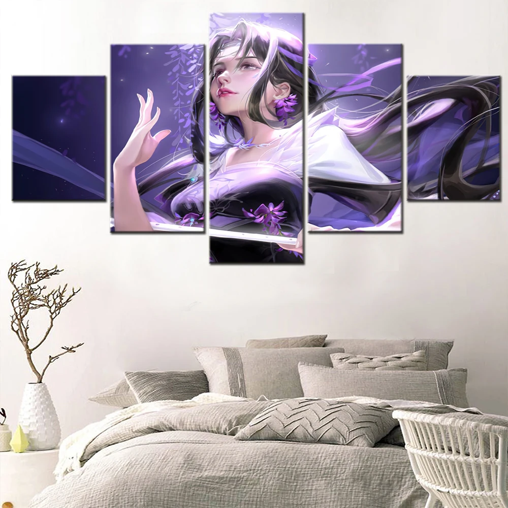 

Modular Picture HD Print Poster 5 Piece Demon Slayer Kimetsu No Yaiba Anime Canvas Paintings Wall Art For Living Room Home Decor