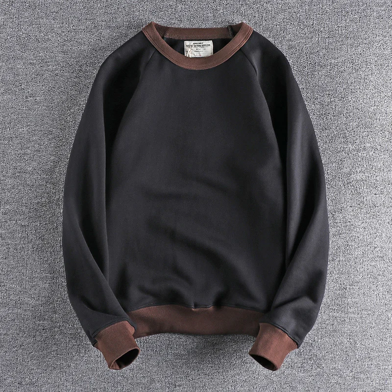 fashion 2023 Plush round neck hoodies men's contrast color splicing winter leisure youth long sleeve 544