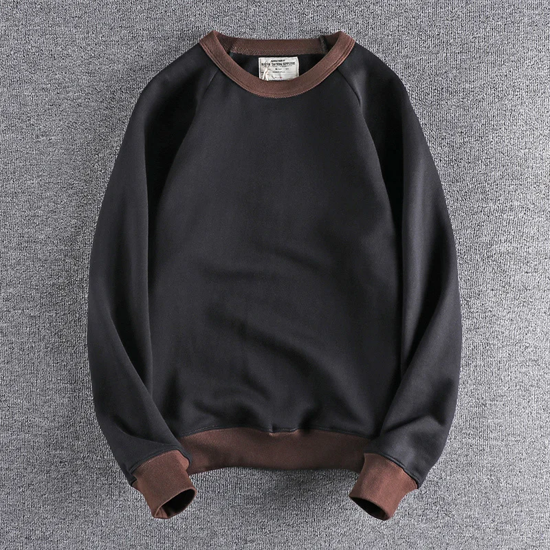 

fashion 2023 Plush round neck hoodies men's contrast color splicing winter leisure youth long sleeve 544