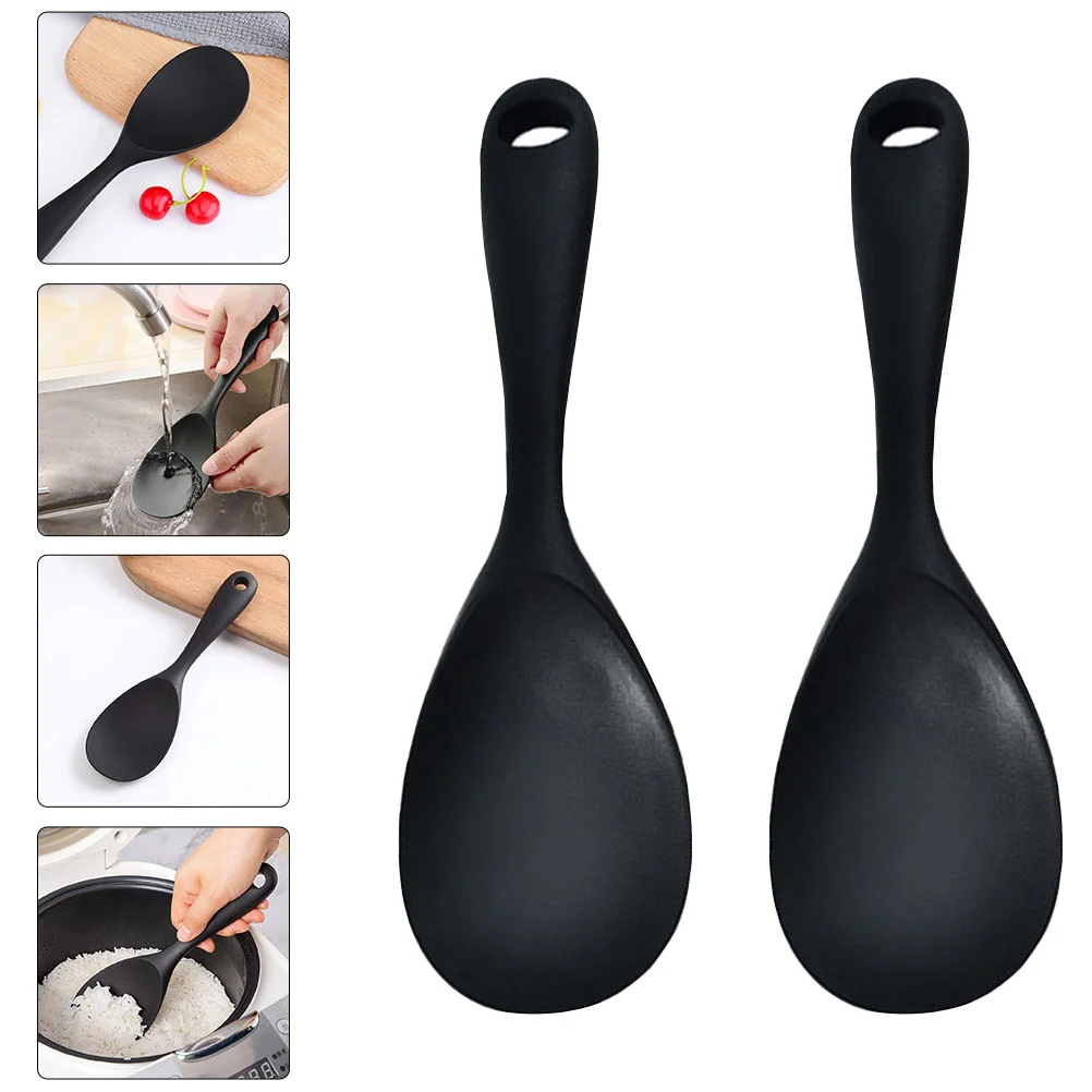 

2Pcs Spoon Non Rice Spoon Ramen Spoon Asian Rice Spatulas Dinner Spoon Rice Cooker Spoon Service Spoon
