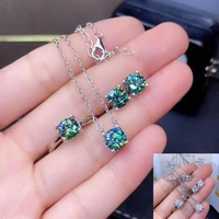 meibapj 1 carat real moissanite gemstone jewelry set 925 solid silver flower necklace earrings ring wedding jewelry for women