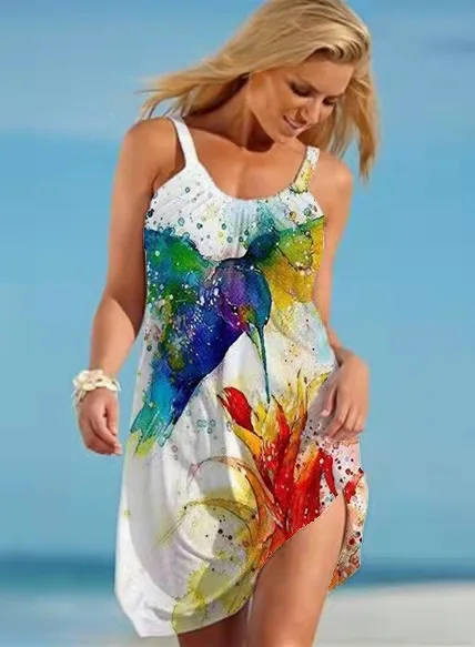 

Женское летнее пляжное платье на бретельках