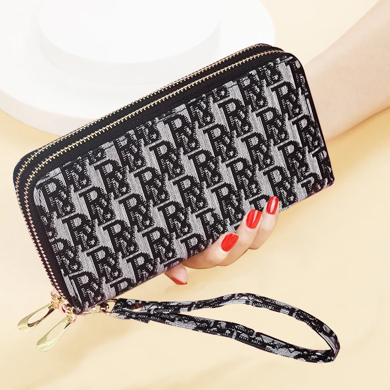 

Wallet women's long 2021 new mobile phone bag women's fashion frosted large capacity women's double zipper handbag