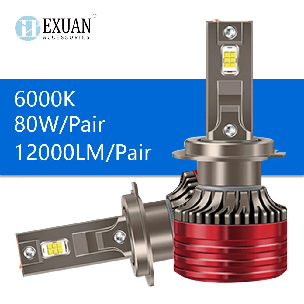 

H4 Car Led Headlight 80W 12000LM Canbus Headlight 6000K H1 H7 H8 H9 H11 H16 9005 HB3 9006 HB4 9012 LED Bulb for Car