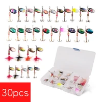 20pcsset 30pcsset fishing metal spinner set spoon lure set 2 5 4 5g hard bait artificial bait with feathers for bass carp