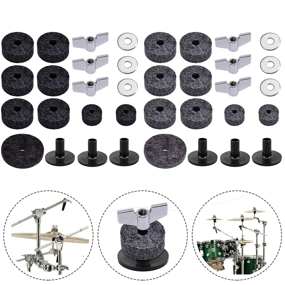 18Pcs Replacement Drums Felt Set Drum Stand Felt Cymbal Sleeve Percussion Parts For Most Drums Jaw Drums Black enlarge